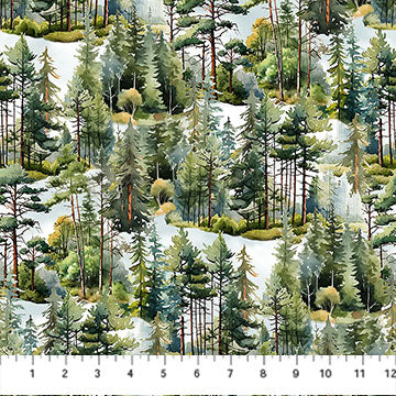 Lakeside Retreat - Quilting Cotton - Trees - Green Multi