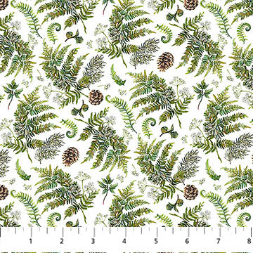 Lakeside Retreat - Quilting Cotton - Ferns - White Multi