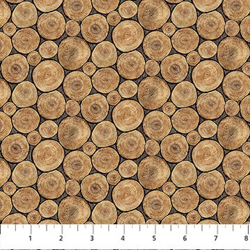 Lakeside Retreat - Quilting Cotton - Crosscut Logs - Brown Multi