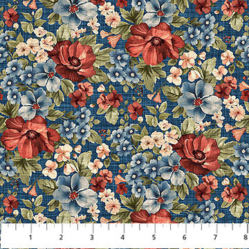 Farmhouse Sampler - Quilting Cotton - Packed Floral - Navy Multi