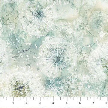 Whisper - Quilting Cotton Fabric - Packed Seed Pods - Lt Teal Multi