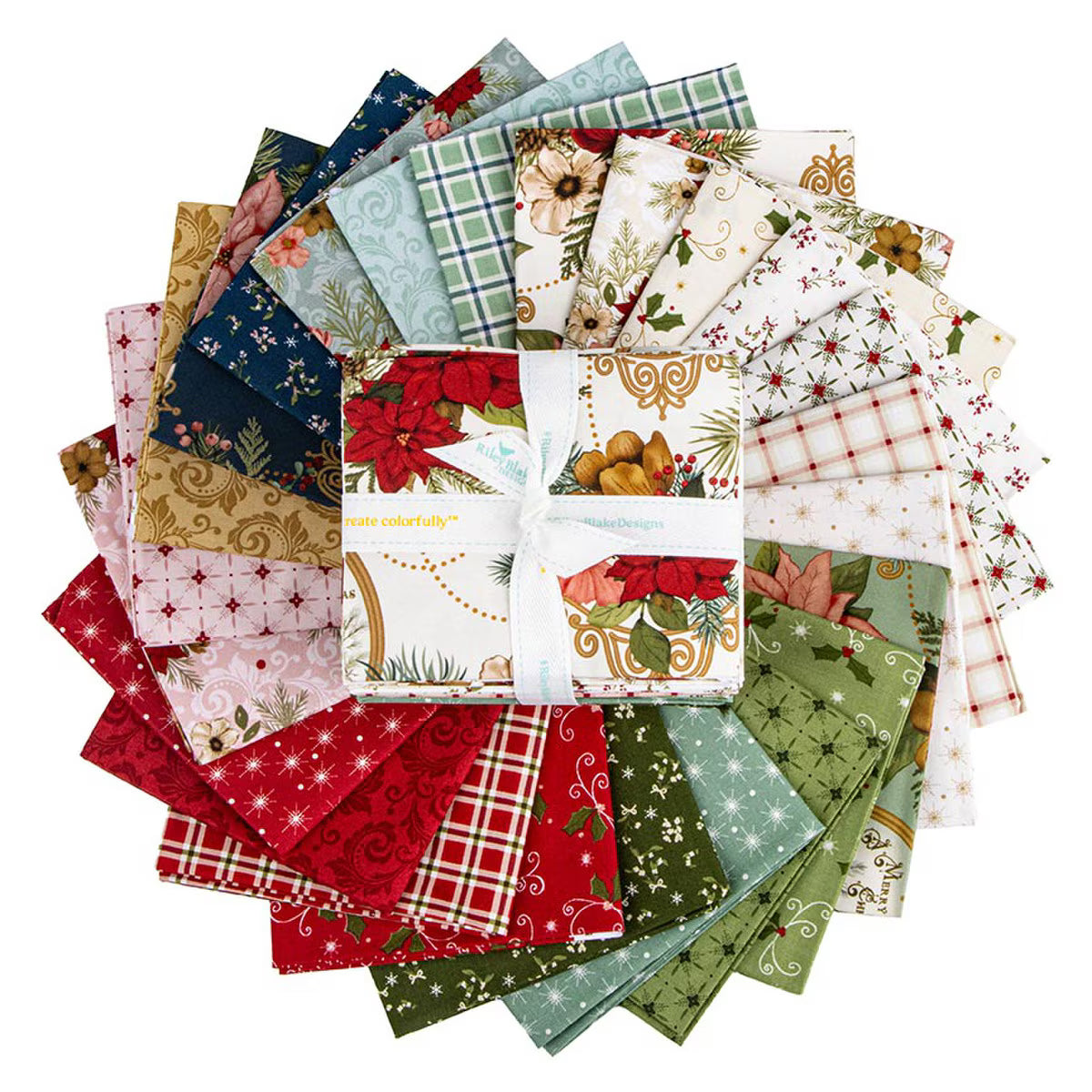 Christmas Greetings - Precut Quilting Cotton Fabric - Fat Quarter Bundle