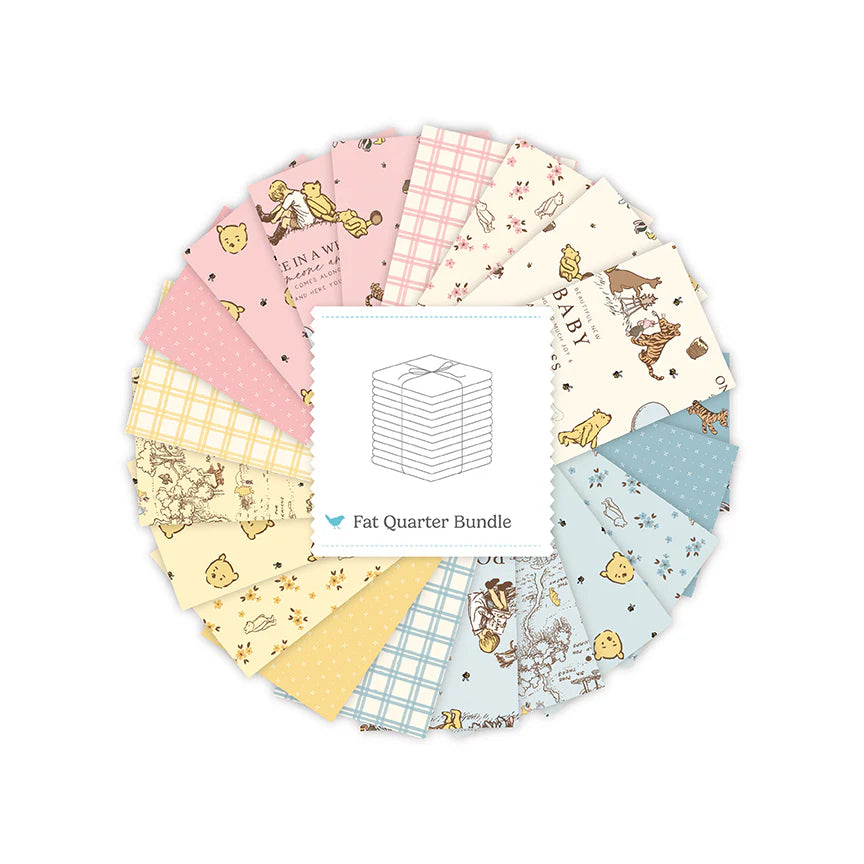 Winnie-The-Pooh – Quilting Cotton Fabric – Baby Character Toss - Blue