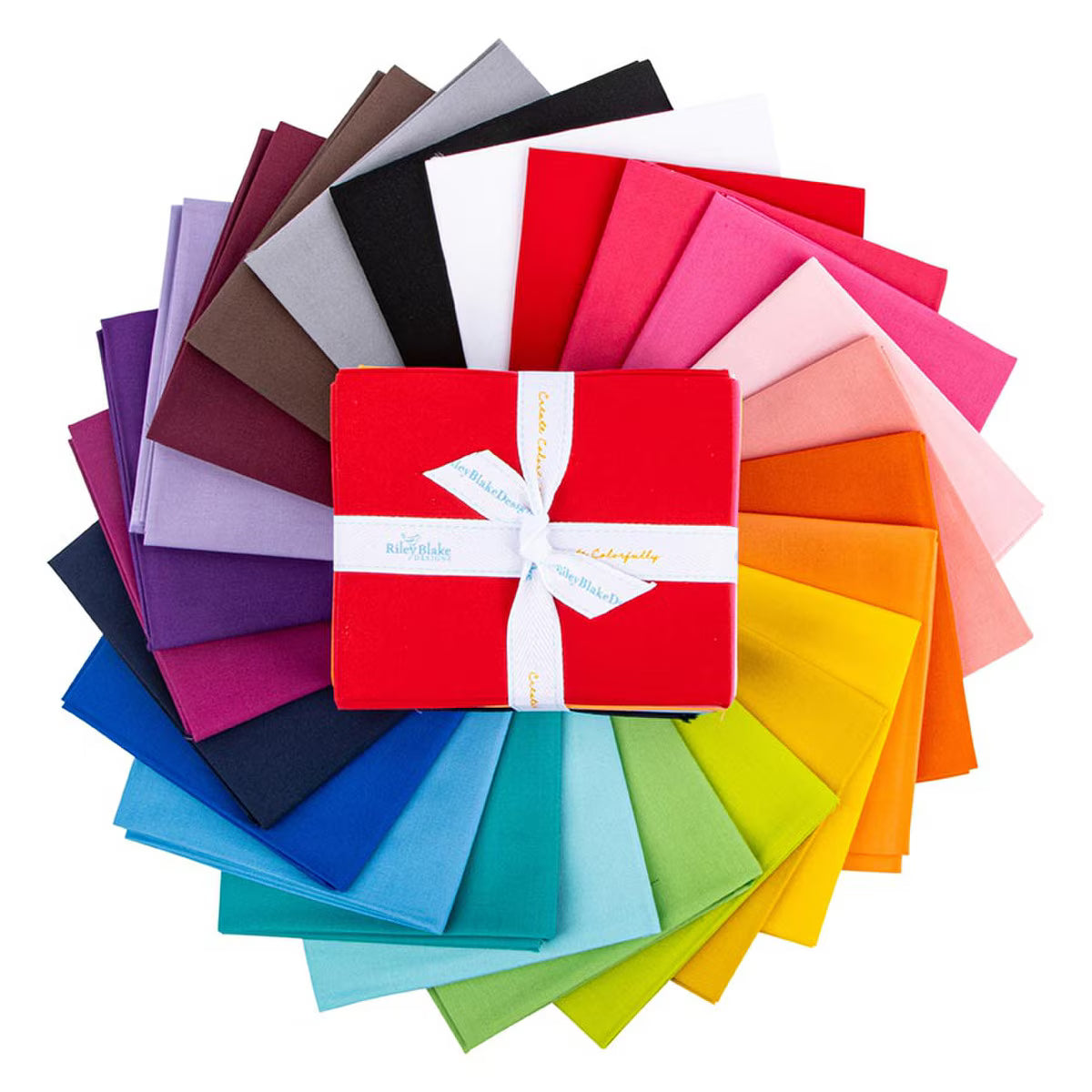 Confetti Cotton - Precut Quilting Cotton Fabric - Riley Rainbow - Fat Quarter Bundle - 24 Pieces