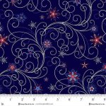 Patriotic Pop - Quilting Cotton Fabric - Swirling Stars - Navy
