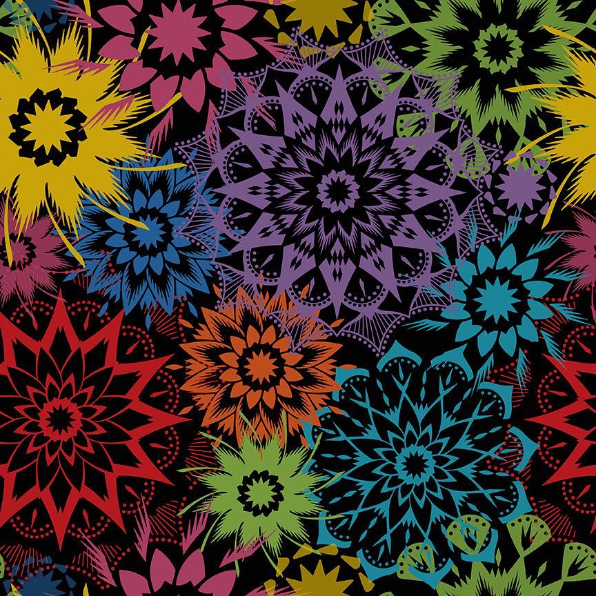 Colorstock - Quilting Cotton Fabric - Silhouette Large Stars - Carnival