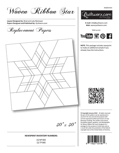 Quilt Pattern - Quiltworx - Woven Ribbon Star Replacement Papers