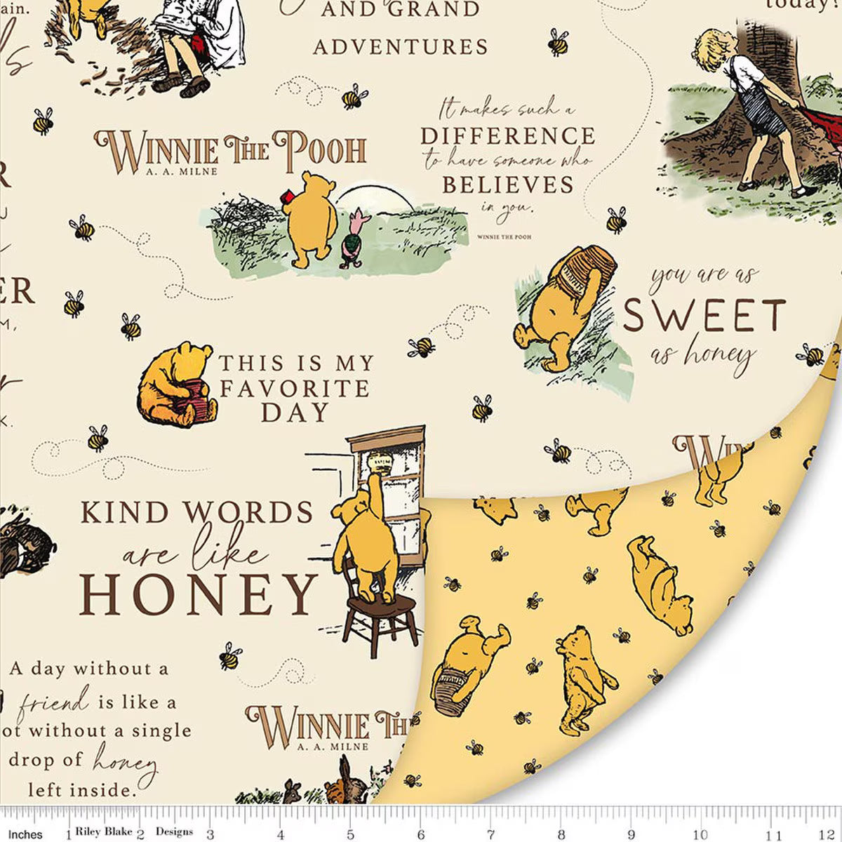 Designer Double Lush Velvet - Double Lush Velvet Fabric - Winnie The Pooh