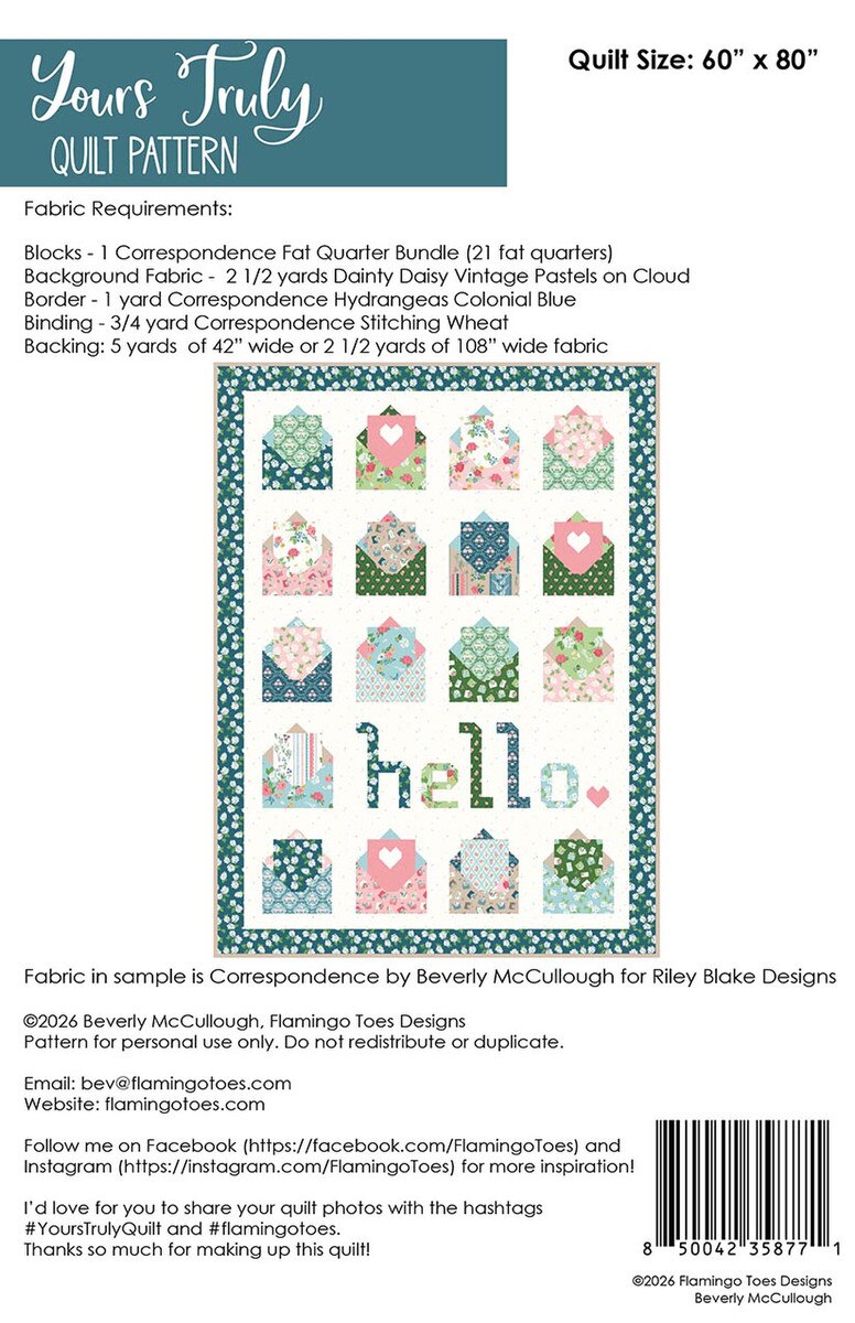 Quilt Pattern - Yours Truly
