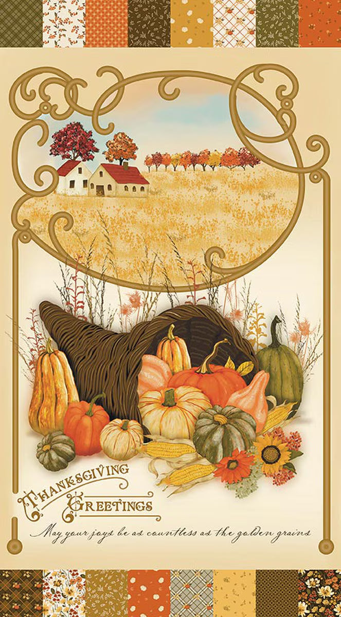 Bountiful - Quilt Panel - Thanksgiving Greetings Panel
