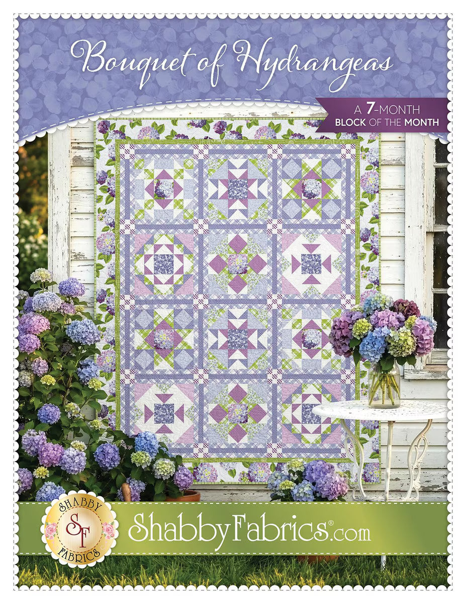 Quilt Pattern - Bouquet of Hydrangeas - Block of the Month Quilt Pattern