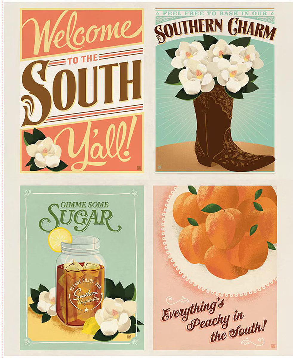 Southern Charm - Quilting Cotton Fabric Panel - Pillow Panel