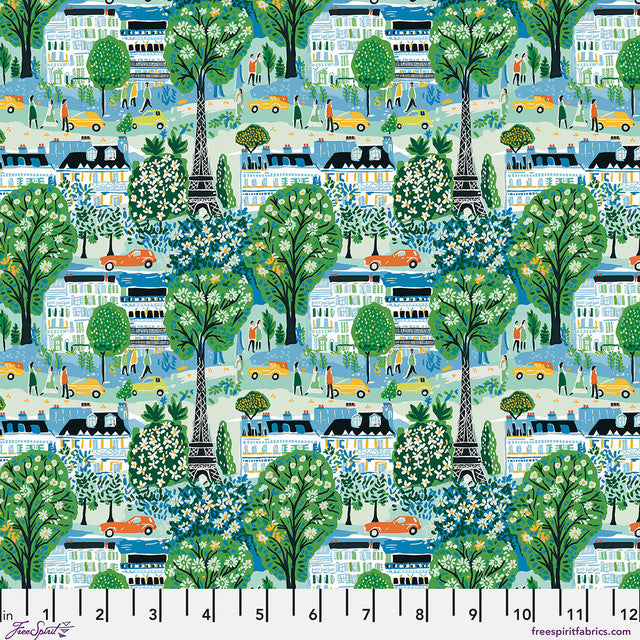 Stannie & Lloyd - Quilting Cotton Fabric - Meet Me in Paris - Sky