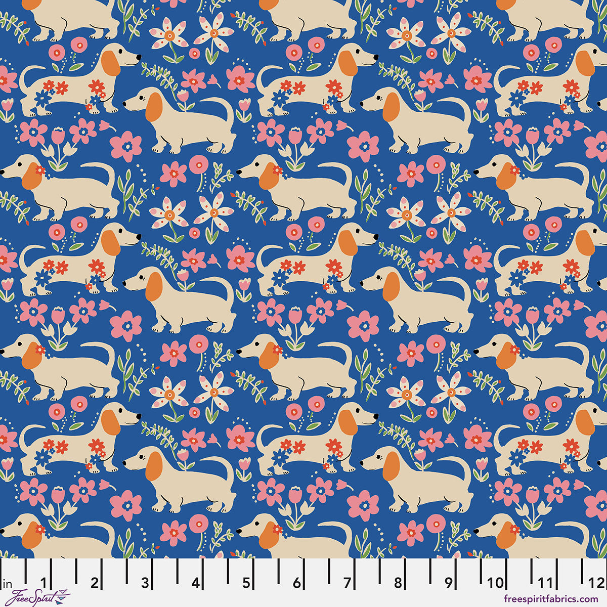 Stannie & Lloyd - Quilting Cotton Fabric - Pemberley Pup - Delft