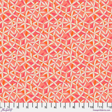 Flourish & Bloom - Quilting Cotton Fabric - Star Flower Dance - Coral