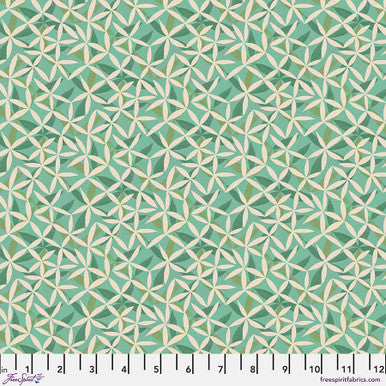 Flourish & Bloom - Quilting Cotton Fabric - Star Flower Dance - Green