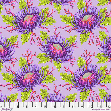 Floral Reef - Quilting Cotton Fabric - Friends & Anemones - Ultraviolet