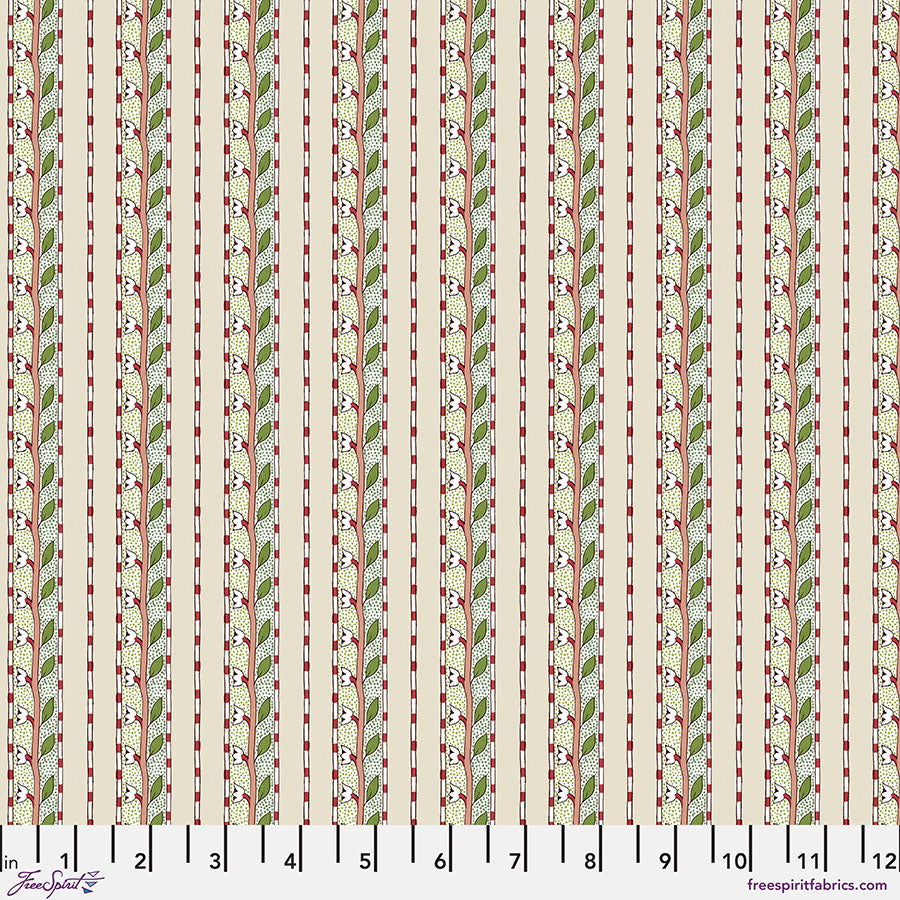 Bedford Park – Quilting Cotton Fabric – Daffodil Stripe – Ivory