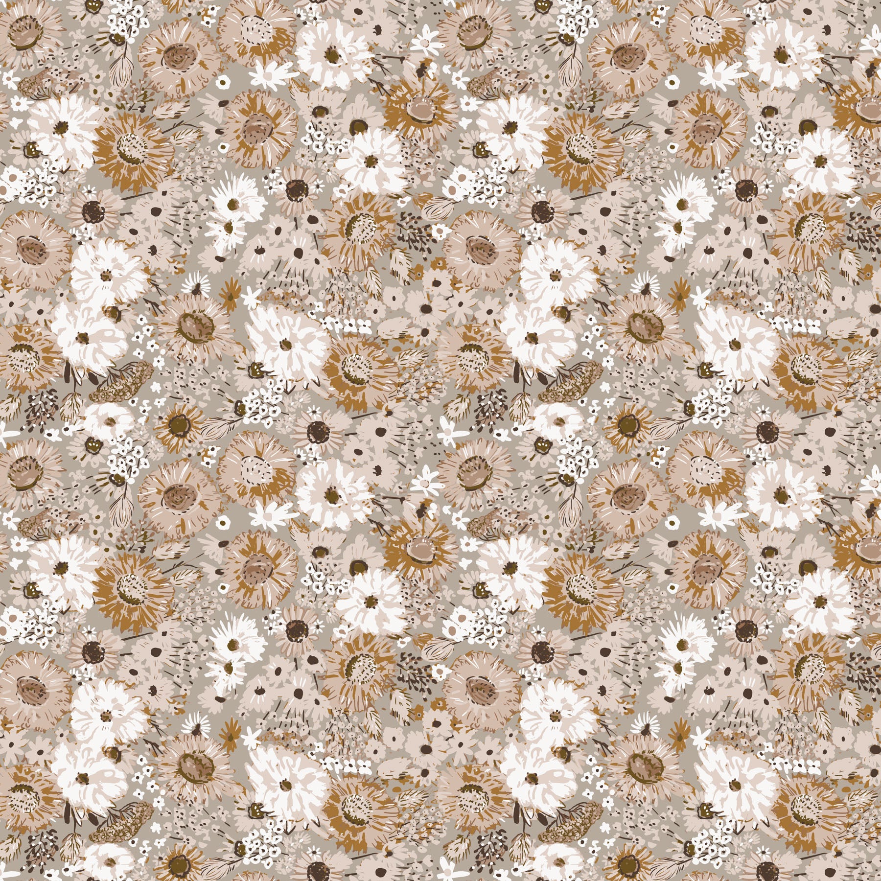 Blossom Breeze – Quilting Cotton Fabric – Floral – Taupe