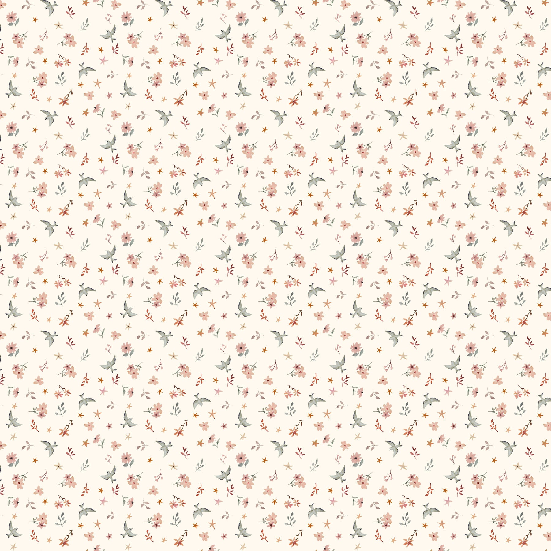 Blossom Breeze – Quilting Cotton Fabric – Birds – Cream