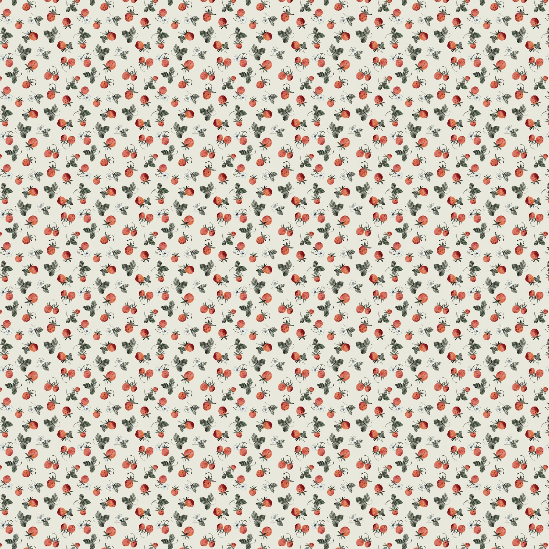 Blossom Breeze – Quilting Cotton Fabric – Strawberries – Sage