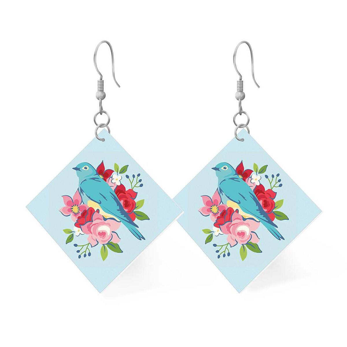 Bluebird - Leather Square Earrings