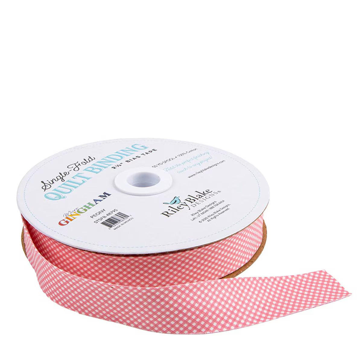 Premade Binding - Single-Fold Quilt Binding - Micro Gingham - Peony