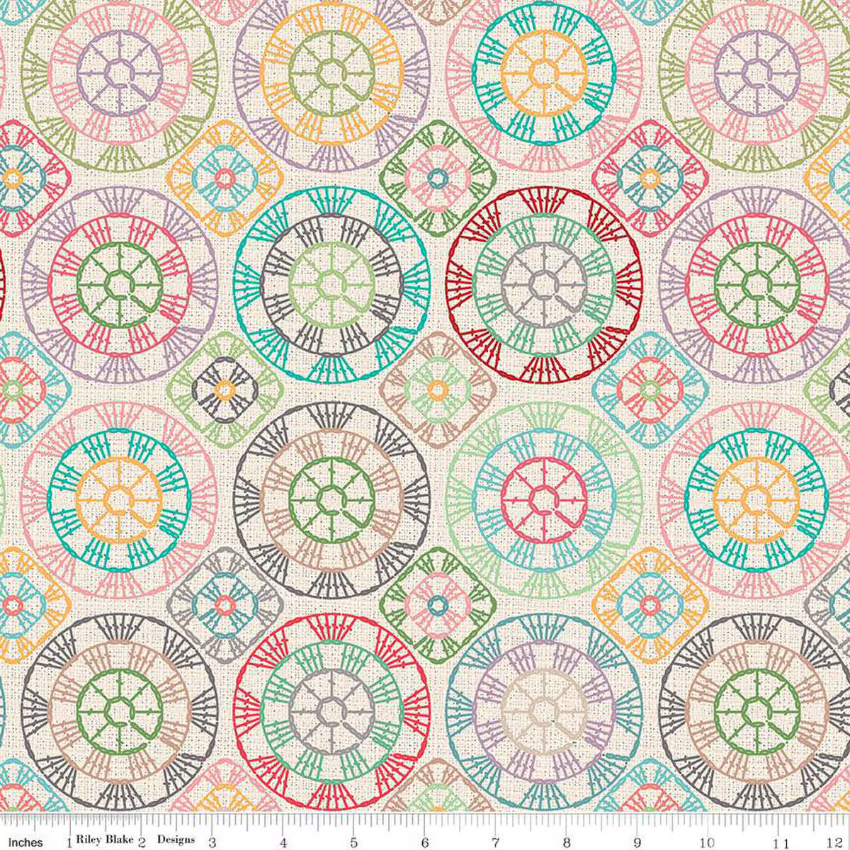 Chunky Thread - Wide Back Quilting Cotton - Crochet Circles - Multi