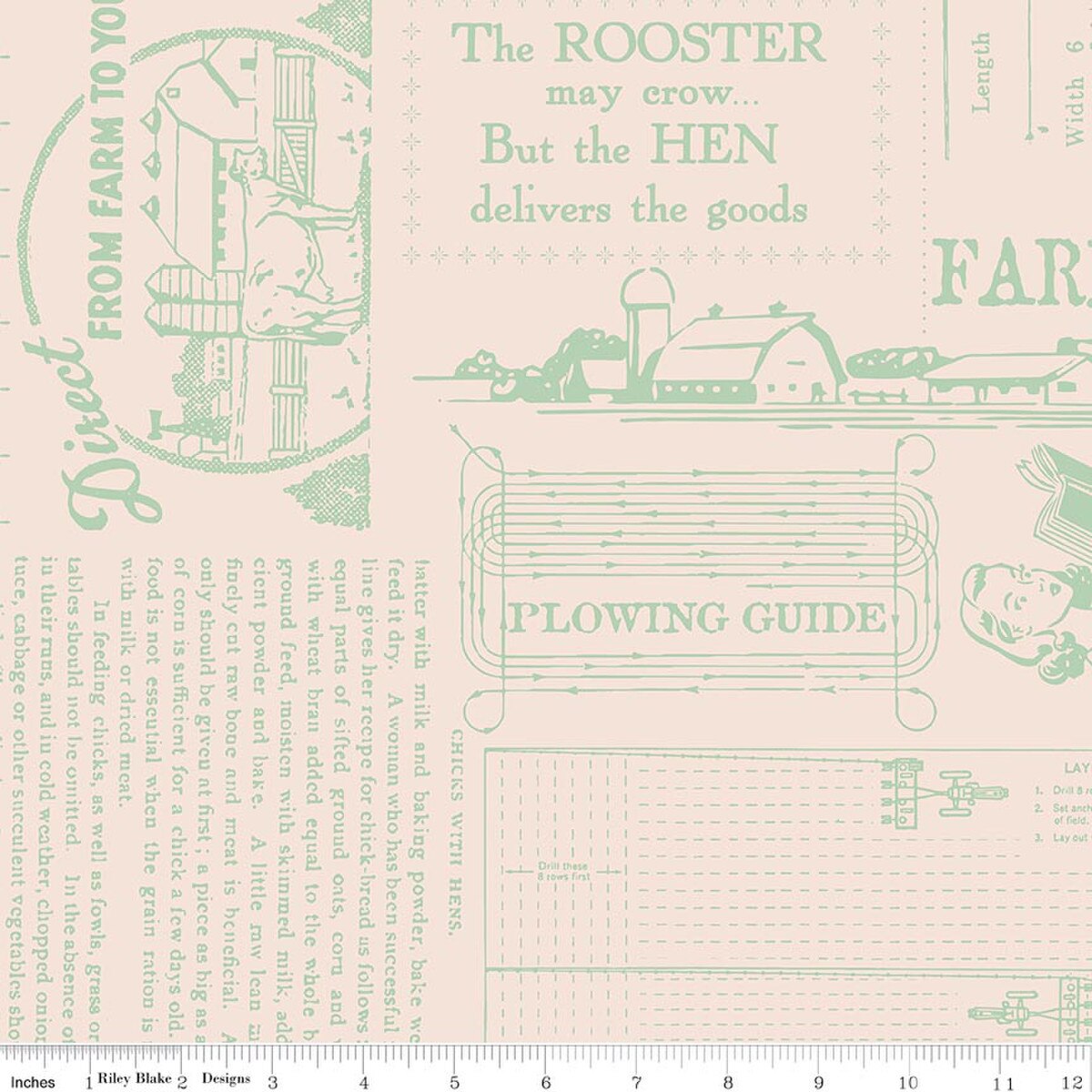 Farmer's Daughter – Wide Back Quilting Fabric – Farm Life - Sage - 108"