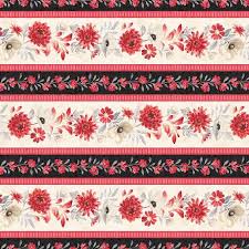 Scarlet Dreams - Quilting Cotton Fabric - Multi Repeating Stripe - Cream
