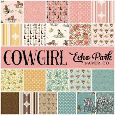 Cowgirl - Quilting Cotton Fabric - Flower Dots - Blue