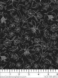 Scarlet Dreams - Quilting Cotton Fabric - Floral Toile - Black