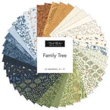 Family Tree - Cotton Quilting Fabric - Birds Branches Monotone Landscape and Nature - Ginger