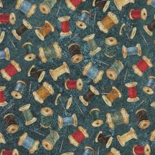 Stonehenge Stitchin' - Quilting Cotton Fabric - Threads - Teal Multi