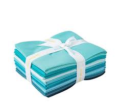 Confetti Cottons – Precut Fabric – Fat Quarter Bundle – 12 Pieces - Aqua