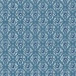 Lakeland Blues – Quilting Cotton Fabric – Rose Demask – Dark Blue