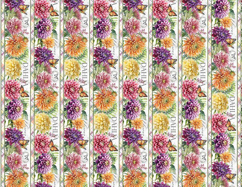 Dahlia Botanica – Quilting Cotton Fabric – Repeating Stripe Multi