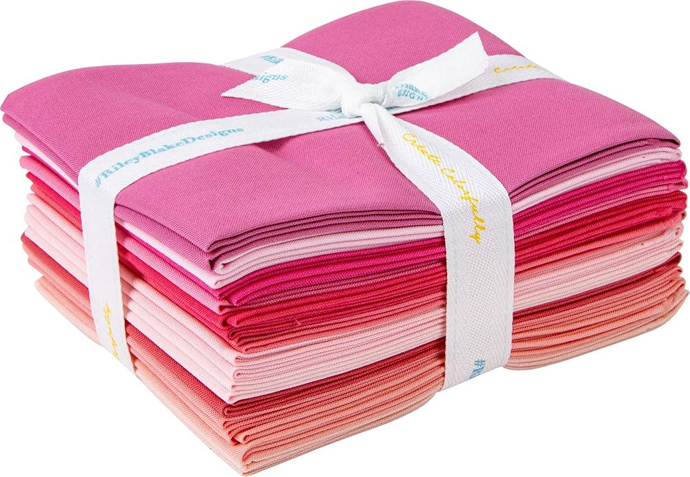 Confetti Cottons – Precut Fabric – Fat Quarter Bundle – 12 Pieces - Pink