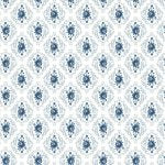 Lakeland Blues – Quilting Cotton Fabric – Rose Demask – White