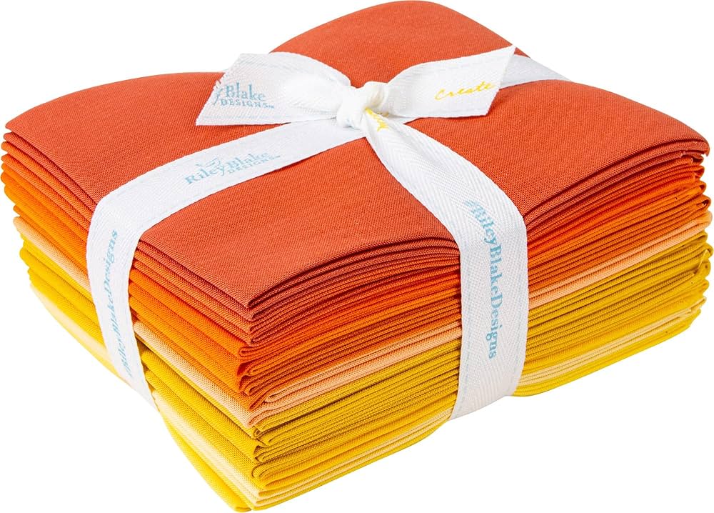 Confetti Cottons – Precut Fabric – Fat Quarter Bundle – 12 Pieces - Orange