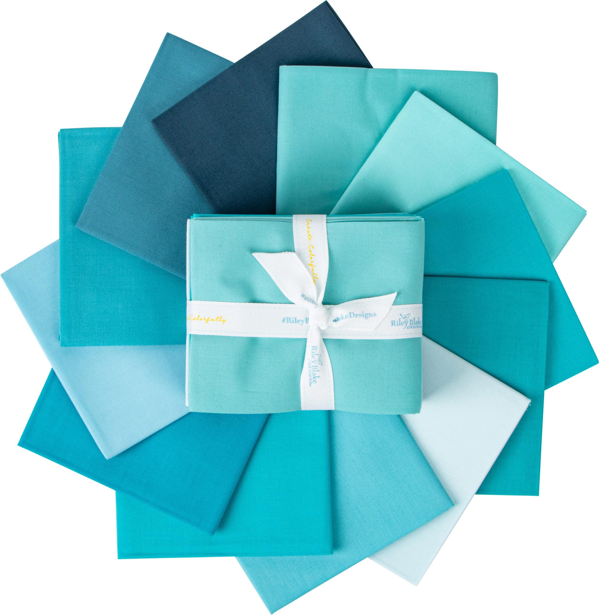 Confetti Cottons – Precut Fabric – Fat Quarter Bundle – 12 Pieces - Aqua