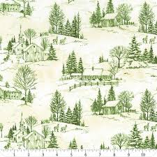 The Jolly North - Quilting Cotton Fabric - Winter Scene - Green
