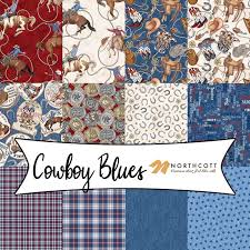 Cowboy Blues - Quilting Cotton Fabric - Small Check - Cream Multi