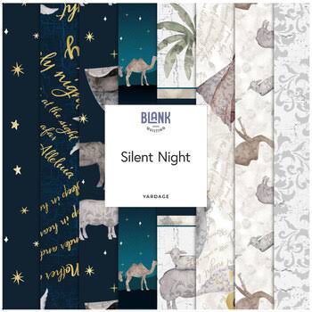Silent Night - Quilting Cotton Fabric - Small Blocks - Navy
