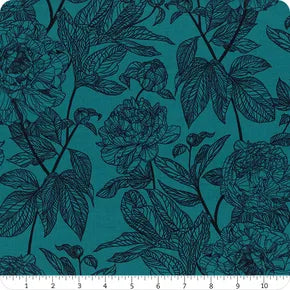 Indelible – Quilting Cotton – Peony – Ocean