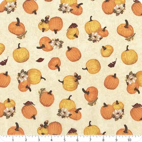 Oh My Gourd! - Quilting Cotton Fabric - Tossed Pumpkins - Cream
