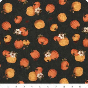 Oh My Gourd! - Quilting Cotton Fabric - Tossed Pumpkins - Black