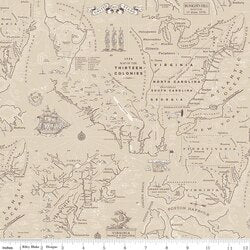 Independence - Quilting Cotton - Colonial Map - Beige