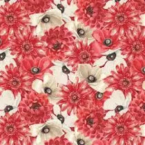 Scarlet Dreams - Quilting Cotton Fabric - Packed Floral - Red - Cream