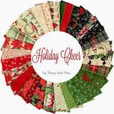 Holiday Cheer - Precut Quilting Cotton Fabric - 2.5" x 2.5" Mini Charm